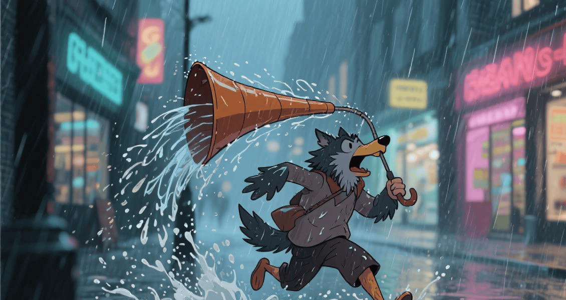 搞笑瞬间:雨中被淋成落汤鸡